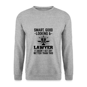 Avocats Avocats | Idée cadeau Lawyer Law Sudium - Sweat-shirt Unisexe - gris chiné - Devant - Alina (178cm) & Michal (187cm)