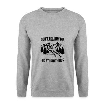 Dictons de ski | Cadeaux pour skieurs après-ski - Sweat-shirt Unisexe - gris chiné - Devant - Alina (178cm) & Michal (187cm)