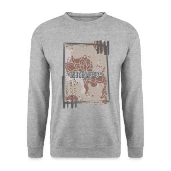 Einzigartige Brown Camouflage Mandala - Unisex Pullover - Weißgrau meliert - Vorne - Alina (178cm) & Michal (187cm)