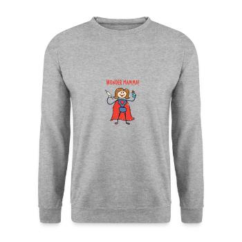 Wonder Mom - Sweat-shirt Unisexe - gris chiné - Devant - Alina (178cm) & Michal (187cm)