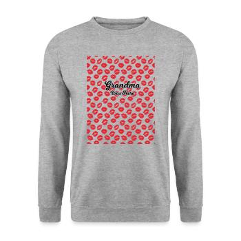 Grandma was here - Unisex Pullover - Weißgrau meliert - Vorne - Alina (178cm) & Michal (187cm)