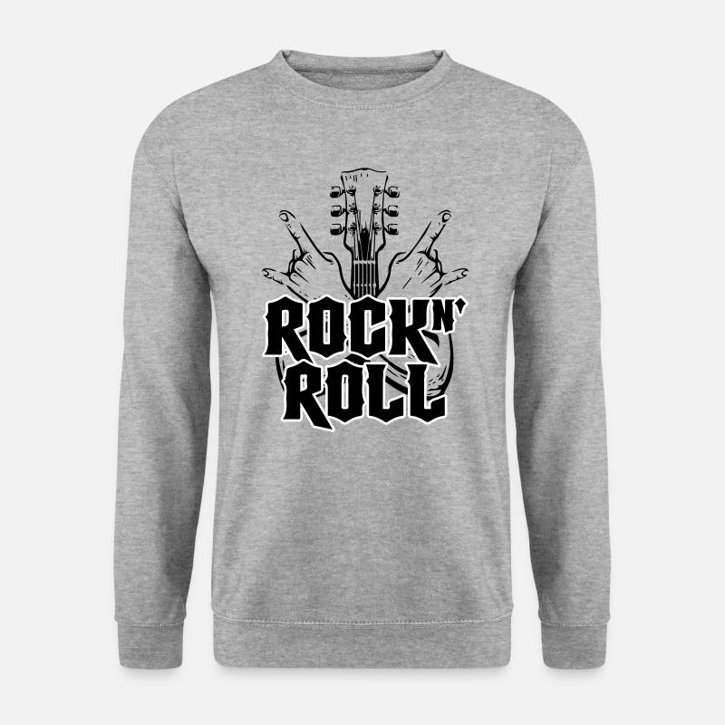 Rock And Roll | Farben änderbar - Unisex Pullover - Weißgrau meliert
