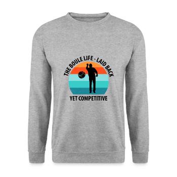 Boule Petanque Boccia Boules - Unisex Pullover - Weißgrau meliert - Vorne - Alina (178cm) & Michal (187cm)