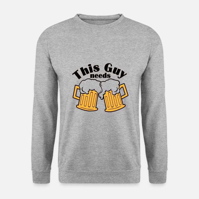This guy needs a beer - Unisex Pullover - Weißgrau meliert
