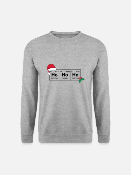 Ho Ho Ho Element von Weihnachten - Unisex Pullover - Weißgrau meliert