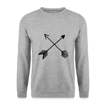 Hipster Pfeile, Vintage, Pfeil, Feder - Unisex Pullover - Weißgrau meliert - Vorne - Alina (178cm) & Michal (187cm)