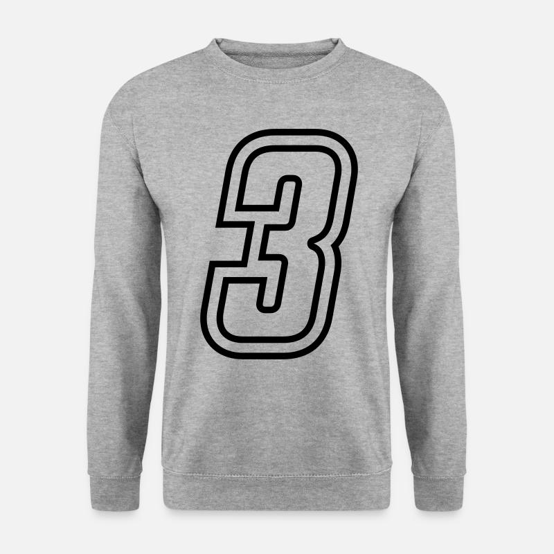 3 Zahl nummer - Unisex Pullover - Weißgrau meliert