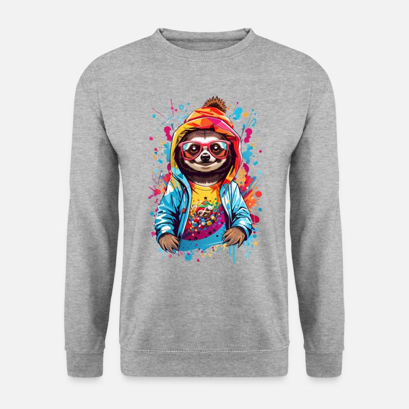 Coole Faultier - Unisex Pullover - Weißgrau meliert