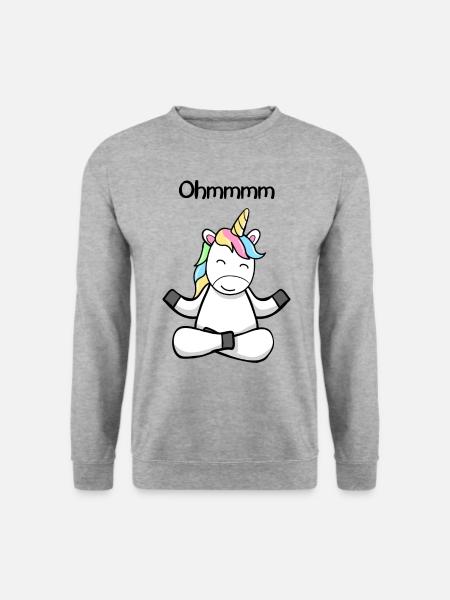 Ohmmm ein süßes Yoga Einhorn Pferd Einhörner - Unisex Pullover - Weißgrau meliert