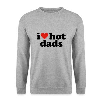 Ich liebe Hot Dads - Unisex Pullover - Weißgrau meliert - Vorne - Alina (178cm) & Michal (187cm)