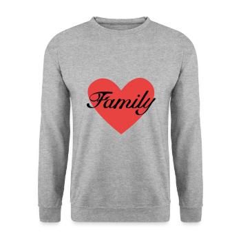 Family Symbol Rotes Herz - Unisex Pullover - Weißgrau meliert - Vorne - Alina (178cm) & Michal (187cm)