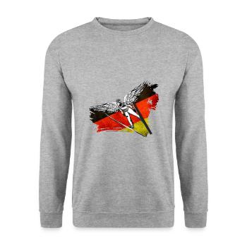 Skispringen Deutschland Deutsche Skispringer - Unisex Pullover - Weißgrau meliert - Vorne - Alina (178cm) & Michal (187cm)