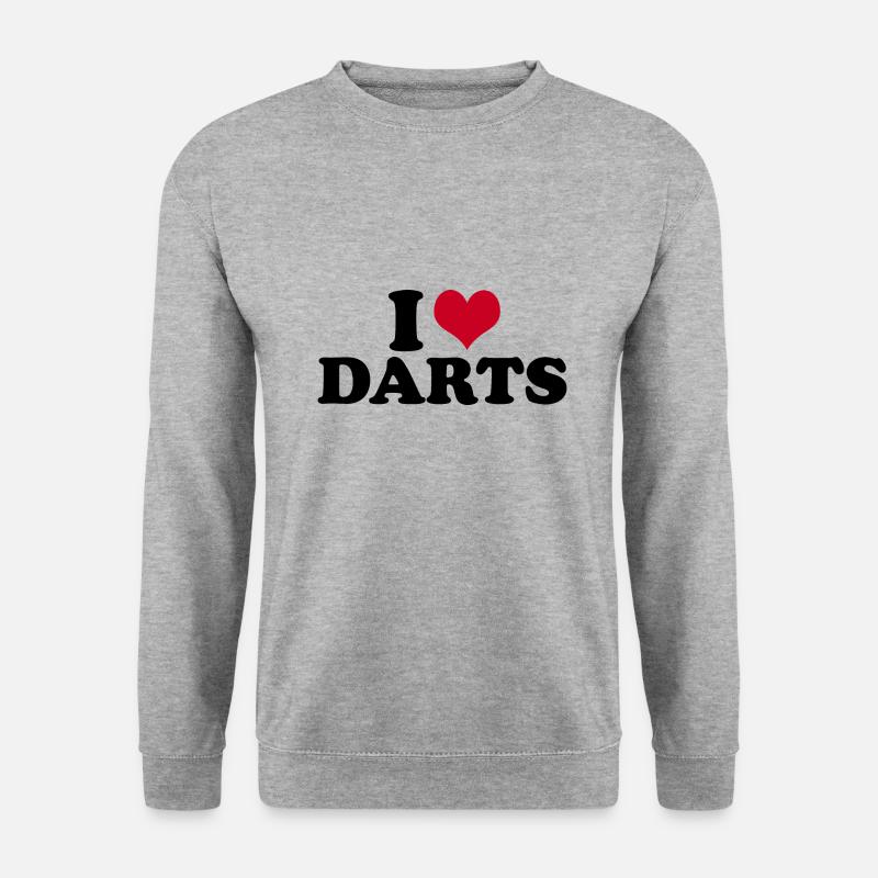 I Love Darts Dart Darten - Unisex Pullover - Weißgrau meliert