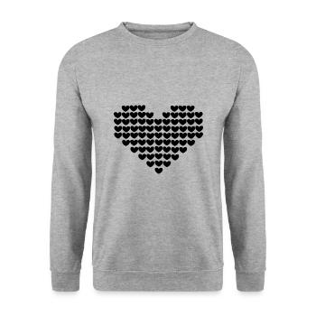 Verpixeltes Herz schwarzes Herz Valentinstag Geschenk - Unisex Pullover - Weißgrau meliert - Vorne - Alina (178cm) & Michal (187cm)