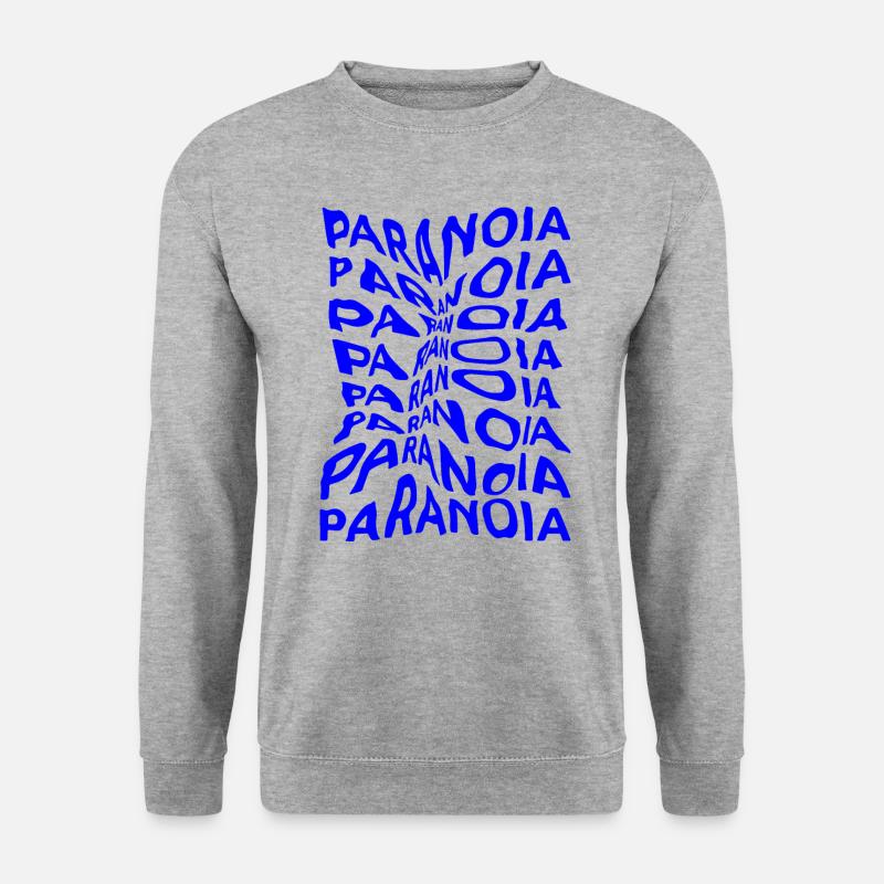 paranoia, optical illusion of liquid typography - Unisex Pullover - Weißgrau meliert