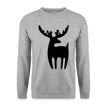 Rentier Weihnachten Geschenk - Unisex Pullover - Weißgrau meliert - Vorne - Alina (178cm) & Michal (187cm)