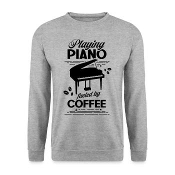 Klavierspielen Angetrieben Durch Kaffee Klavier - Unisex Pullover - Weißgrau meliert - Vorne - Alina (178cm) & Michal (187cm)