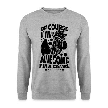 Of Course I'm Awesome I'm A Camel - Unisex Pullover - Weißgrau meliert - Vorne - Alina (178cm) & Michal (187cm)
