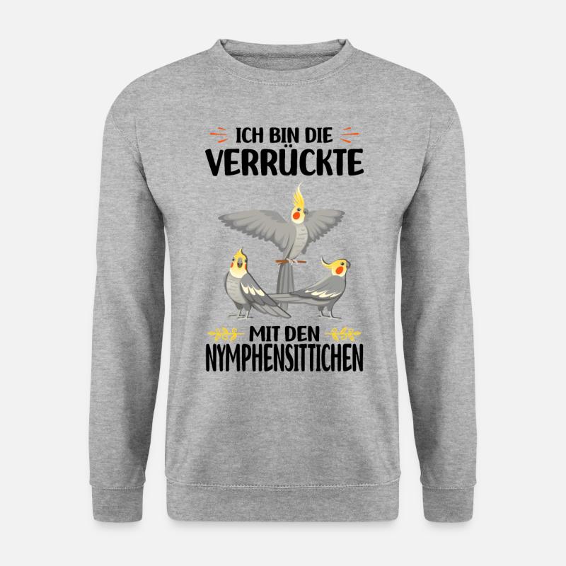 Nymphensittich Vogel - Unisex Pullover - Weißgrau meliert