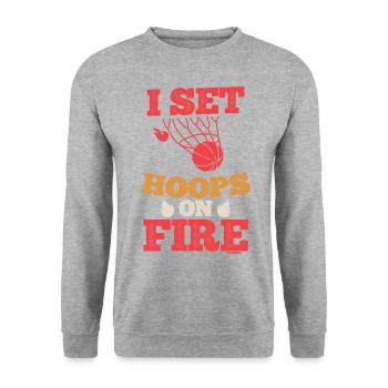 cooler Basketball Spruch Spieler Geschenk - Unisex Pullover - Weißgrau meliert - Vorne - Alina (178cm) & Michal (187cm)