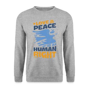 Menschenrechte Frieden - Unisex Pullover - Weißgrau meliert - Vorne - Alina (178cm) & Michal (187cm)