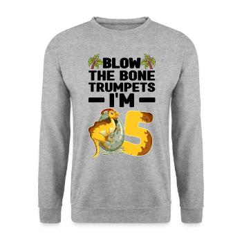Dinosaurier Kinder - Unisex Pullover - Weißgrau meliert - Vorne - Alina (178cm) & Michal (187cm)