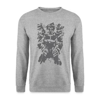 Samurai Tribal - Unisex Pullover - Weißgrau meliert - Vorne - Alina (178cm) & Michal (187cm)