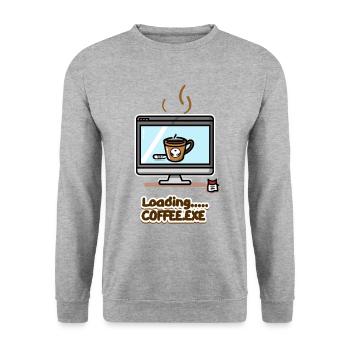 Loading... Coffee.exe - Unisex Pullover - Weißgrau meliert - Vorne - Alina (178cm) & Michal (187cm)