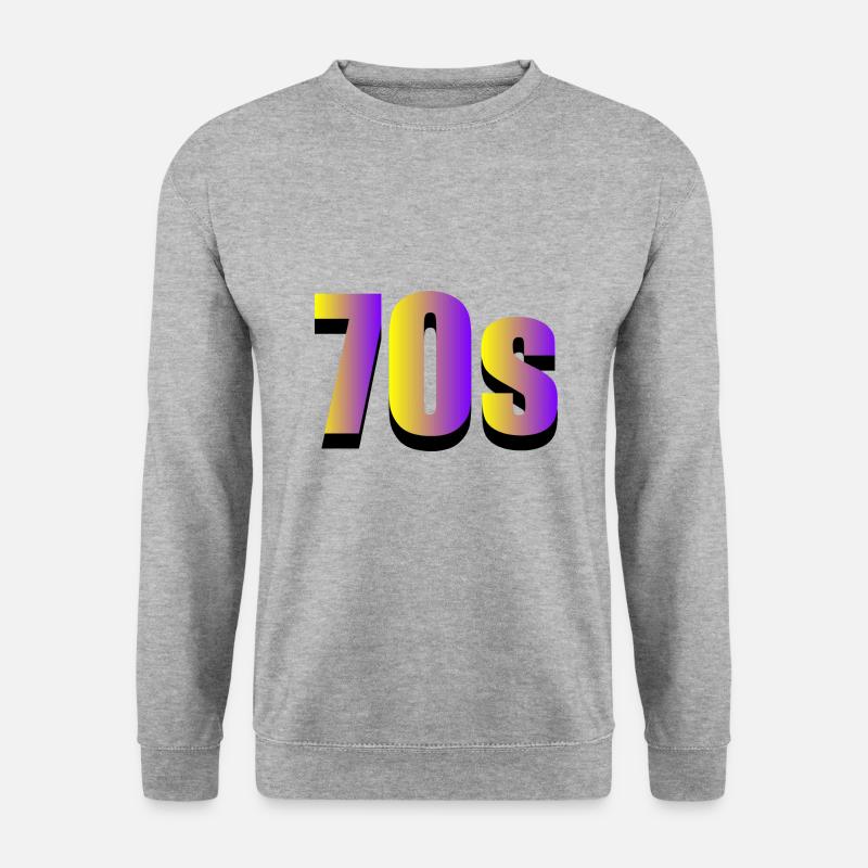 70s gelb lila - Unisex Pullover - Weißgrau meliert