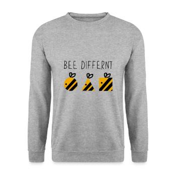Bee different Bienen Imker Lustig Witzig Biene - Unisex Pullover - Weißgrau meliert - Vorne - Alina (178cm) & Michal (187cm)