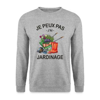 Je Peux Pas J'ai Jardinage - Sweat-shirt Unisexe - gris chiné - Devant - Alina (178cm) & Michal (187cm)