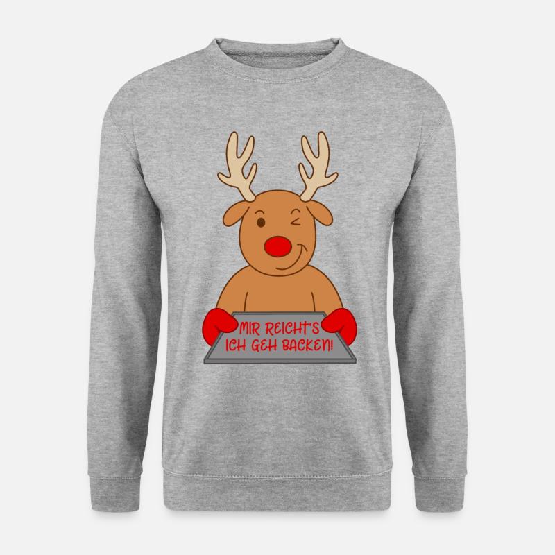 Rentier Weihnachten Mir reicht's Ich geh backen - Unisex Pullover - Weißgrau meliert