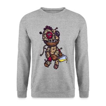 Voodoo-Puppe - Unisex Pullover - Weißgrau meliert - Vorne - Alina (178cm) & Michal (187cm)