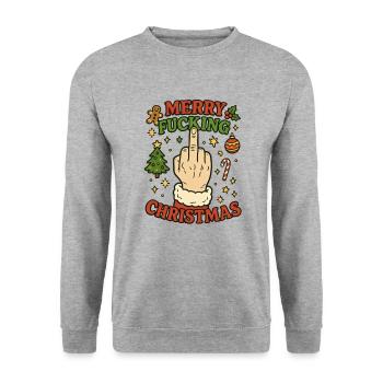 Merry Fucking Christmas Middle Finger - Sweat-shirt Unisexe - gris chiné - Devant - Alina (178cm) & Michal (187cm)