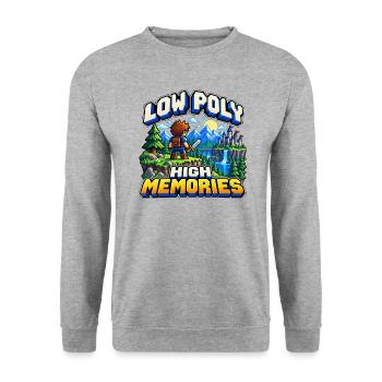 Low Poly – Hohe Erinnerungen - Unisex Pullover - Weißgrau meliert - Vorne - Alina (178cm) & Michal (187cm)