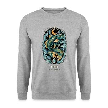 TOTEMFISCHFLUSS - Unisex Pullover - Weißgrau meliert - Vorne - Alina (178cm) & Michal (187cm)
