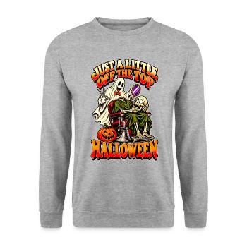 Nur ein bisschen abgelegener Halloween-Friseur - Unisex Pullover - Weißgrau meliert - Vorne - Alina (178cm) & Michal (187cm)