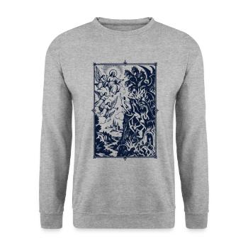 Drachenepos im Sternenrahmen - Unisex Pullover - Weißgrau meliert - Vorne - Alina (178cm) & Michal (187cm)