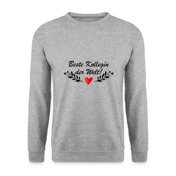 Beste Kollegin der Welt Herz - Unisex Pullover - Weißgrau meliert - Vorne - Alina (178cm) & Michal (187cm)
