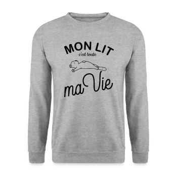 Mon lit ma vie - Sweat-shirt Unisexe - gris chiné - Devant - Alina (178cm) & Michal (187cm)