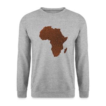 Afrika Karte Afrika Thumbprint - Unisex Pullover - Weißgrau meliert - Vorne - Alina (178cm) & Michal (187cm)