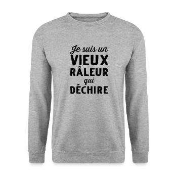 Vieux râleur qui déchire - Cadeau Humour Retraité - Unisex Sweatshirt - salt & pepper - Front - Alina (178cm) & Michal (187cm)