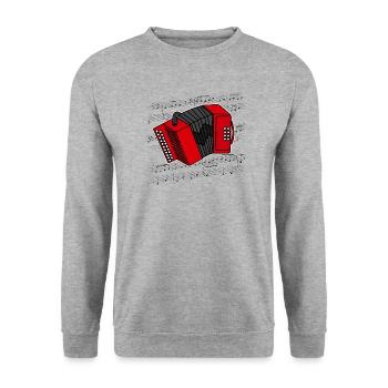 Accordion Music Notation Accordionist Musician - Unisex Sweatshirt - salt & pepper - Front - Alina (178cm) & Michal (187cm)