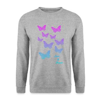 Love Peace - Unisex Pullover - Weißgrau meliert - Vorne - Alina (178cm) & Michal (187cm)