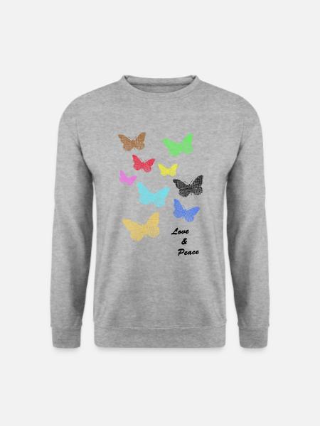 Butterfly Schmetterling - Unisex Pullover - Weißgrau meliert