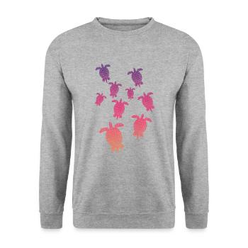 Schildkröten Turtle - Unisex Pullover - Weißgrau meliert - Vorne - Alina (178cm) & Michal (187cm)