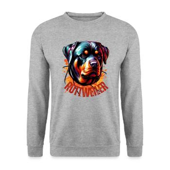 Rottweiler Graffiti Braun - Unisex Pullover - Weißgrau meliert - Vorne - Alina (178cm) & Michal (187cm)