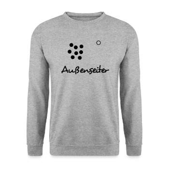 Außenseiter - dunkel - Unisex Pullover - Weißgrau meliert - Vorne - Alina (178cm) & Michal (187cm)