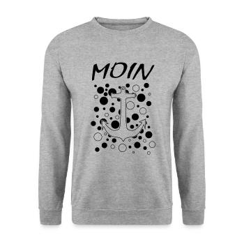 Moin Anker Kapitän - Unisex Pullover - Weißgrau meliert - Vorne - Alina (178cm) & Michal (187cm)