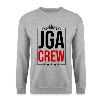 Junggesellen Abschied Jga Crew Spruch - Unisex Pullover - Weißgrau meliert - Vorne - Alina (178cm) & Michal (187cm)